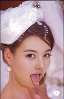 【绿母换脸】穿着婚纱给两个男人口