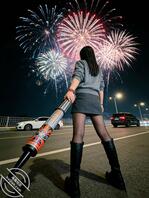 用阿姨的黑丝自拍照AI一下热门烟花照2