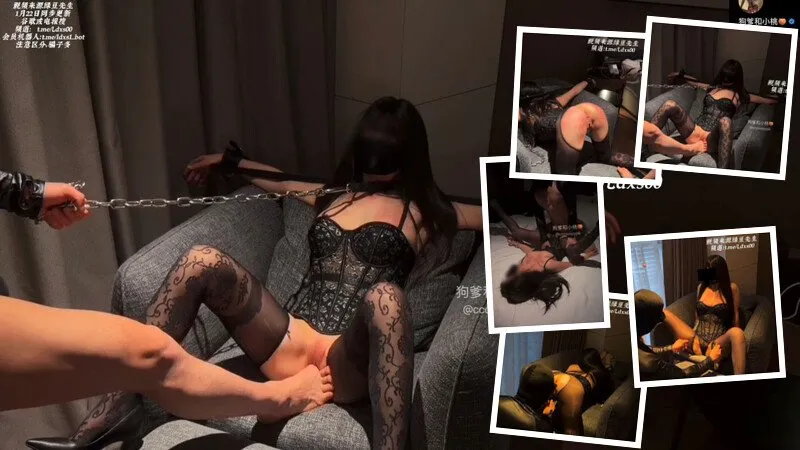 训狗日记，夜晚卧室灯光暗红色调，背景播放着低沉的音乐，小桃蜜臀陷落之夜