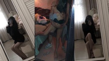 对着镜子和男朋友做爱，被他后入